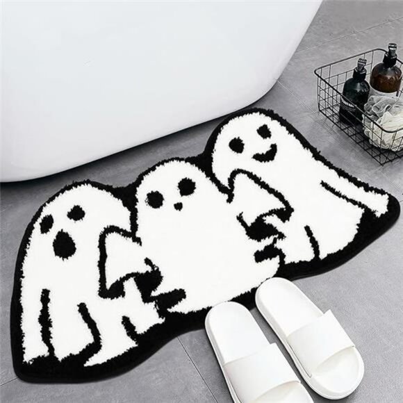 Halloween Ghost Bathroom Rug Non Slip Bath Mat Soft Absorbent Spooky Floor Carpe - Picture 7 of 7